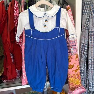 NWT Vintage Petit Ami Baby Boy Primary Colors Embroidered Cars Bubble Romper 6M